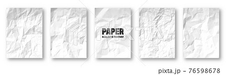 Realistic white crumpled paper texture. Isolated rough grunge old blank. Torn edges. Vector 76598678