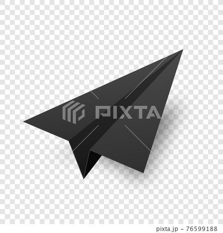 Realistic black handmade paper plane isolated on transparent background. Origami aircraft in flat style. Vector illustration. 76599188
