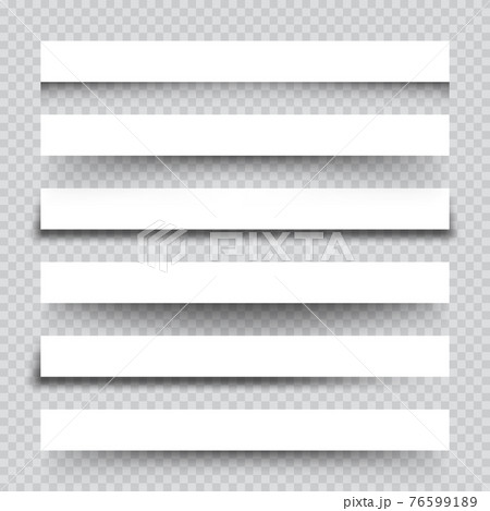 Set of white blank paper scraps with shadows. Page dividers on checkered background. Realistic transparent shadow effect. Element for design. Vector illustration. Set of white blank paper scraps with shadows. Page dividers on checkered background. Realistic transparent shadow effect. Element for design. Vector illustration. 76599189