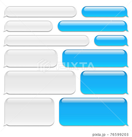 Blank vector message bubbles. Chat or messenger speech bubble. SMS text frame. Short message sending. 76599203