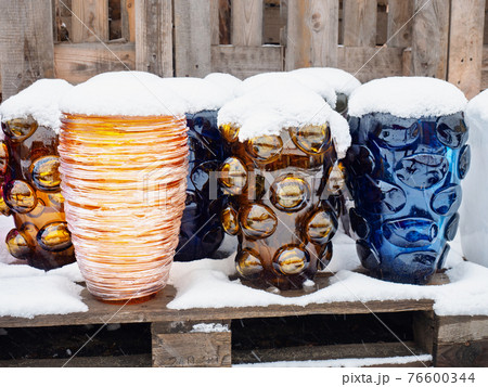 Huge glass vases made of colored and additive ingredients Huge glass vases made of colored and additive ingredients 76600344