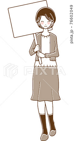 看板を持つシニア女性 シンプル のイラスト素材
