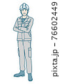 ヘルメットをかぶった作業服男性のベクターイラストレーション 76602449