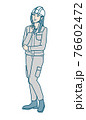 ヘルメットをかぶった作業服女性のベクターイラストレーション 76602472