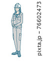 ヘルメットをかぶった作業服女性のベクターイラストレーション 76602473