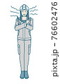 ヘルメットをかぶった作業服女性のベクターイラストレーション 76602476