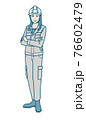 ヘルメットをかぶった作業服女性のベクターイラストレーション 76602479