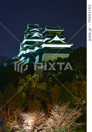 熊本県　熊本市　熊本城ライトアップ　 76603162