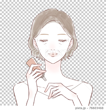 ハンドクリームを塗る中年女性 76603488