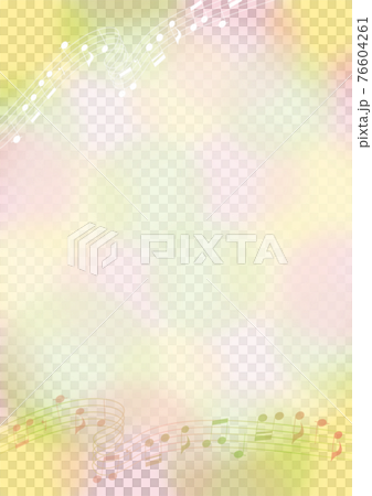Music frame with staff notation on a pale background Yellow Pink Yellow Green 76604261