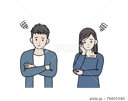 若い男女 カップル 大学生 悩み 心配 不安 イラスト素材のイラスト素材