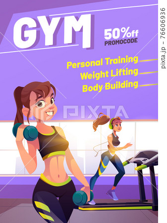 Young women exercising in gym, fit girls workout Young women exercising in gym, fit girls workout 76606936