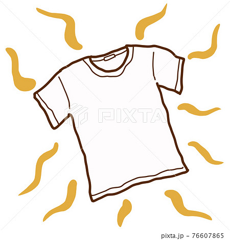 悪臭を発するTシャツの線画イラスト 76607865