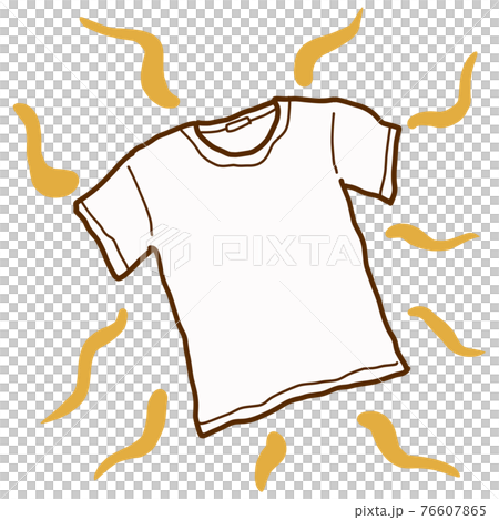 悪臭を発するTシャツの線画イラスト 76607865