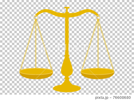 金色の天秤ばかりのイラスト シルエット裁判司法弁護士イメージのイラスト素材