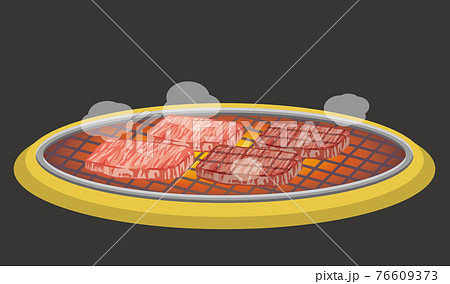 炭火焼肉のイメージイラスト 黒い背景 のイラスト素材