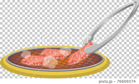 Image illustration of charcoal-grilled meat (beef is sandwiched between tongs) Image illustration of charcoal-grilled meat (beef is sandwiched between tongs) 76609374