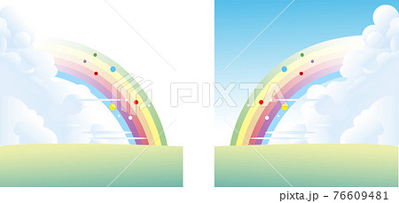 虹と夏の雲の背景のイラスト素材