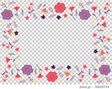 Pink and purple flower frame Eastern European style Pink and purple flower frame Eastern European style 76609744