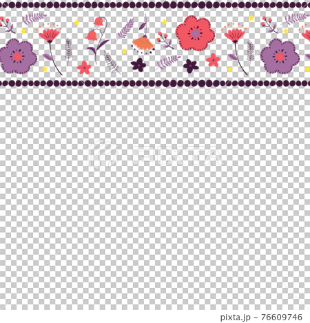 Pink and purple flower frame Eastern European style 76609746