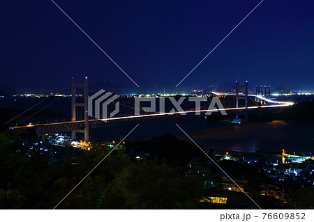 鷲羽山展望台から見た瀬戸大橋ライトアップ 鷲羽山展望台から見た瀬戸大橋ライトアップ 76609852