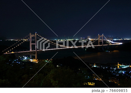 鷲羽山展望台から見た瀬戸大橋ライトアップ 鷲羽山展望台から見た瀬戸大橋ライトアップ 76609855