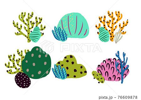 Set of colorful underwater design elements. Vector illustration Set of colorful underwater design elements. Vector illustration 76609878