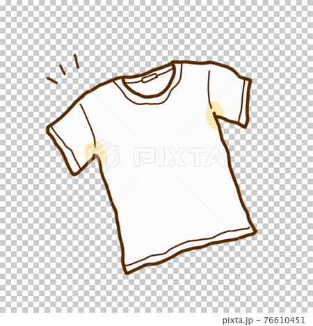 脇に汗染みが出来ているTシャツの線画イラスト 76610451