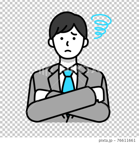 悩むビジネスマンのイラストのイラスト素材