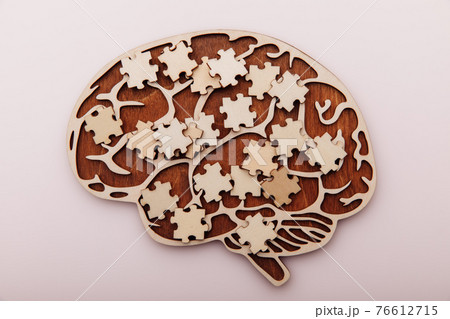 Wooden brain and puzzles. Mental Health and problems with memory Wooden brain and puzzles. Mental Health and problems with memory 76612715