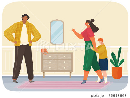 Problems and conflict in family, fight and arguing, quarreling over child, parenting differences Problems and conflict in family, fight and arguing, quarreling over child, parenting differences 76613663
