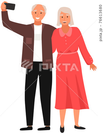 Old people play video game. Senior people with different gadgets. Oldster education on computer 76613680