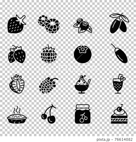 ベリー 果実 果物 ヘルシー ビタミン イチゴ さくらんぼ デザート ご褒美 透過 アイコン 木の実のイラスト素材 76614082 Pixta
