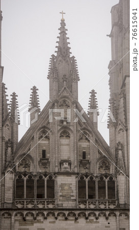 Cathedral of St. Michael and Gudule in cloudy weather Cathedral of St. Michael and Gudule in cloudy weather 76615041
