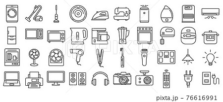 細いラインの家電アイコンセット 76616991