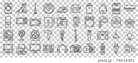 細いラインの家電アイコンセット 76616991