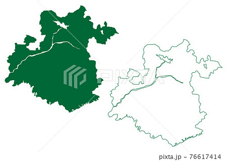Chhota Udaipur district (Gujarat State, Republic of India) map vector illustration, scribble sketch Chhota Udaipur map 76617414