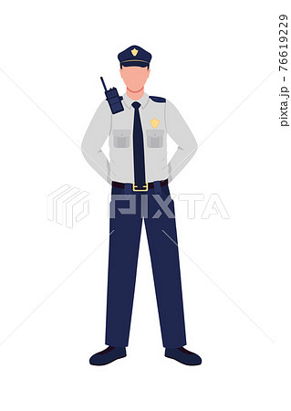 Police Officer Flat Color Vector Faceless のイラスト素材