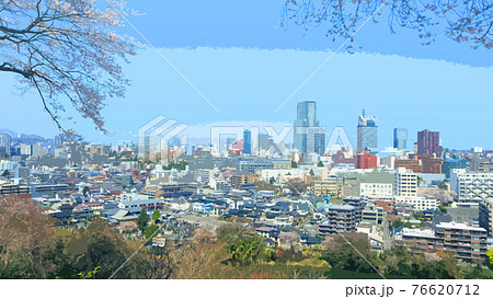 仙台市内全景　イラスト 76620712