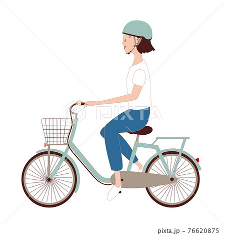 自転車に乗っている女の子 サイクリングのイラスト素材
