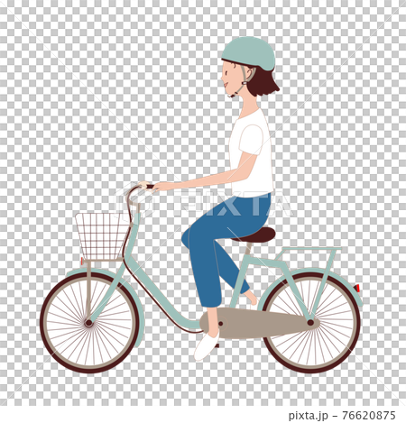 自転車に乗っている女の子 サイクリングのイラスト素材