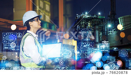 工場で働く女性エンジニア　産業とデジタルトランスフォーメーション  76620878