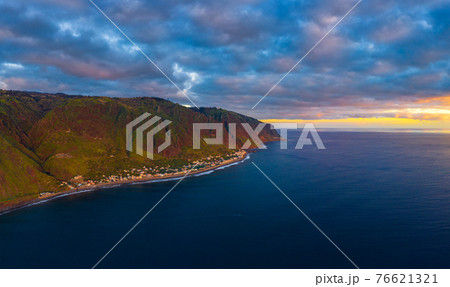 Aerial view of Paul do Mar on Madeira, Portugal at sunset Aerial view of Paul do Mar on Madeira, Portugal at sunset 76621321
