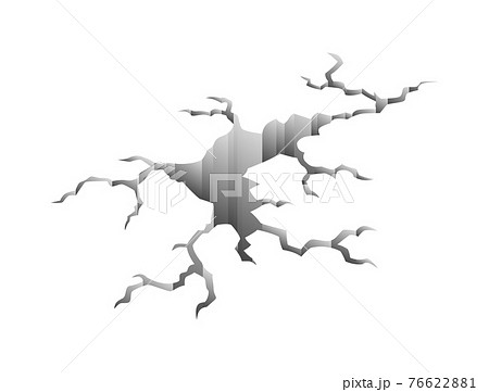 Crack after earthquake. Hole in ground and destruction crack. Aging or dried ground effects, land destruction. Cracked ground isolated on a white background Crack after earthquake. Hole in ground and destruction crack. Aging or dried ground effects, land destruction. Cracked ground isolated on a white background 76622881