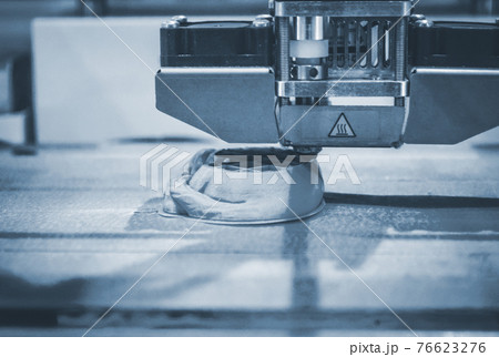 Objects printed by 3d printer. Automatic three dimensional 3d printer performs Objects printed by 3d printer. Automatic three dimensional 3d printer performs 76623276