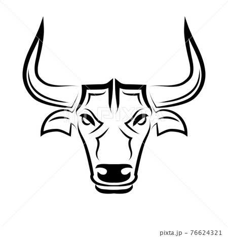 Line Vector Illustration front view of Bull. It is signs of the taurus zodiac.	 76624321