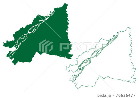 Supaul district (Bihar State, Kosi division, Republic of India) map vector illustration, scribble sketch Supaul map 76626477