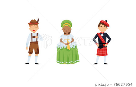 People Characters Wearing Traditional Ethnic Clothing of Various Countries Vector Set People Characters Wearing Traditional Ethnic Clothing of Various Countries Vector Set 76627954