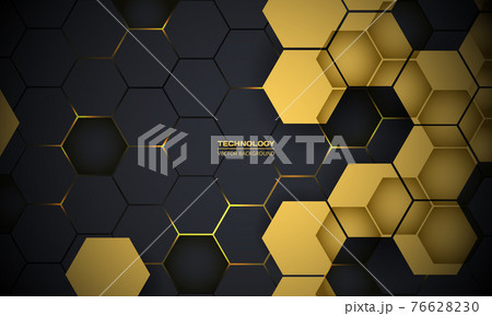 Dark gray and yellow abstract technology hexagonal background. Dark gray and yellow abstract technology hexagonal background. 76628230