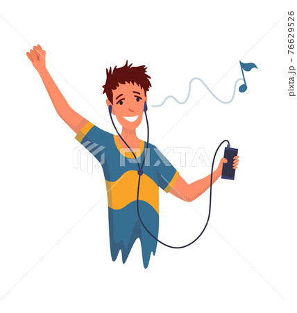 Man Listening To Music Hand Dancing Of Cartoon のイラスト素材